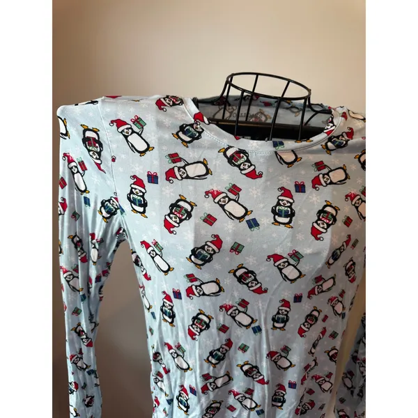 Jollidays Women’s Small Penguin Print Soft Long Sleeve T-Shirt Blue - Image 2