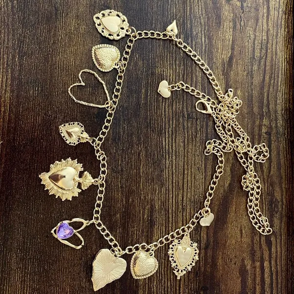 Gold Y2K Sacred Heart Charm Waist Chain Belt, Fits 20 to 44 Inches, X7GA1320 - Image 6
