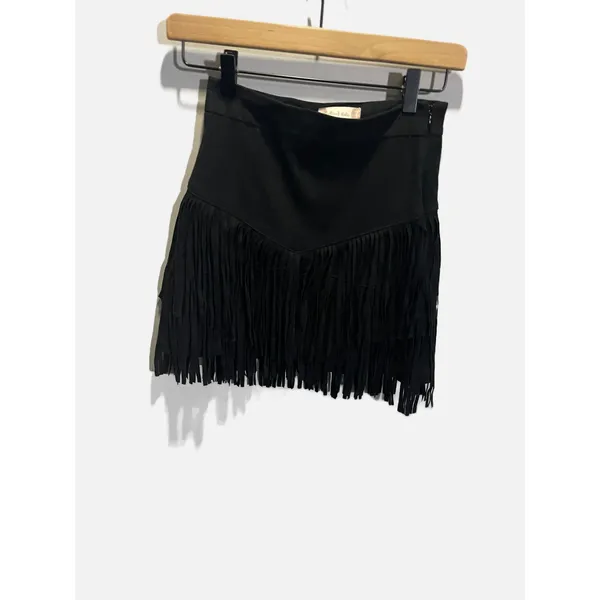Altar'd State Fringe Mini Skirt Womens XS‎ Black Tiered Western Boho Festival - Image 2