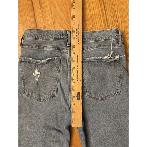 Agolde 90's Pinch Button Fly Jeans 28 Blue High Rise Straight Organic Raw Hem - Image 6