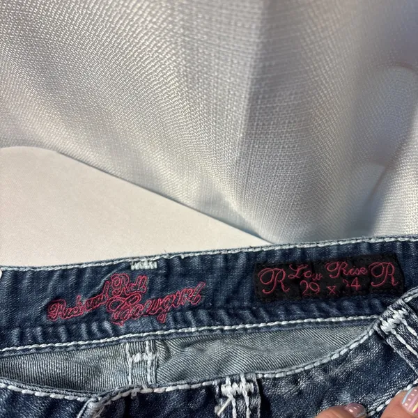 Rock & Roll Cowgirl Jeans Women Size 29x34 Low Rise Bootcut Studded‎ Embroidery - Image 3