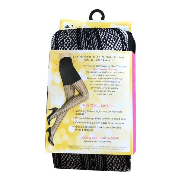 SPANX Star Power Center Stage Double Diamond Stripe Shaping Tights Black Size C - Image 6