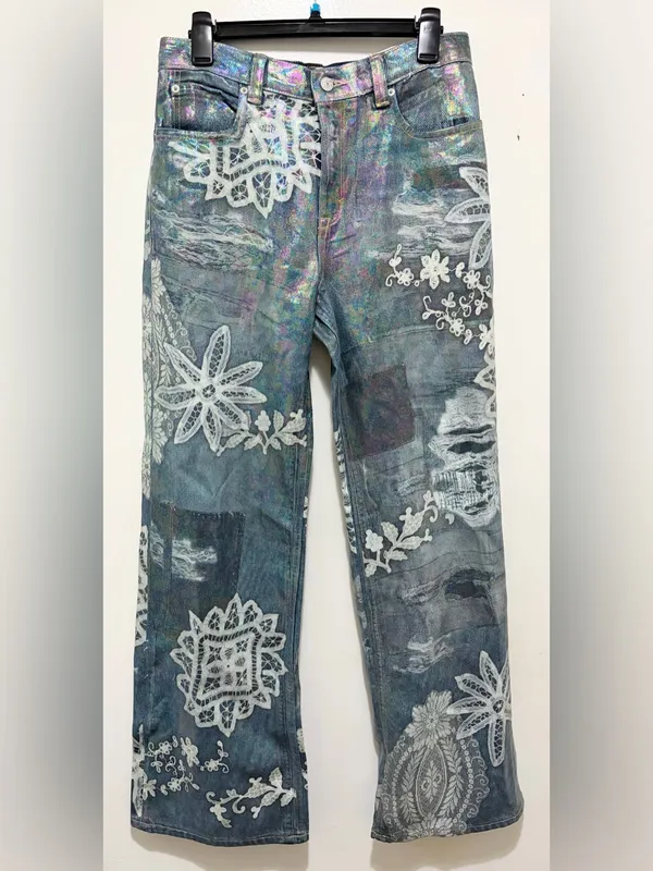 Free People We The Free Tinsley Printed High-Rise Illusions Jeans Sz.27 NWT - Image 5