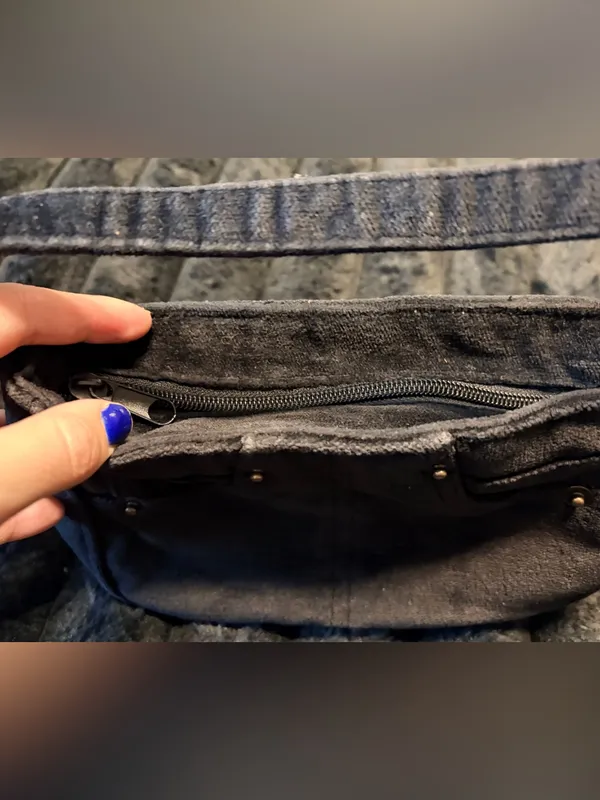 90’s Little Charcoal Suede Mini Bag with Brass Studs - Image 3