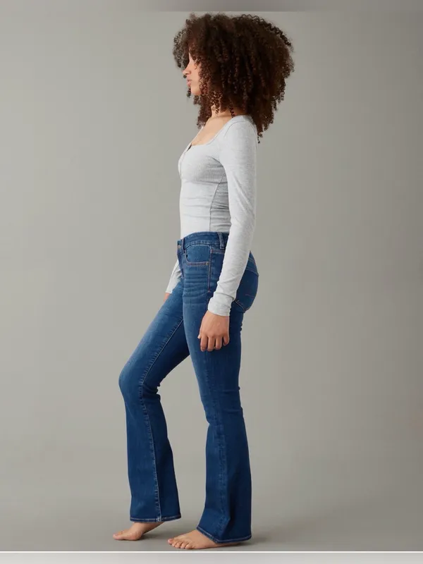 American Eagle Curvy Low Rise Kick Bootcut Next Level Stretch Jean Size 8 Short - Image 2