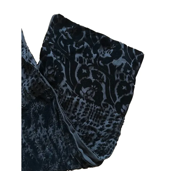 Ac Cents Black Velvet Burnout Scarf Wrap‎ Silk Blend Whimsigoth Boho 9" x 58" - Image 4
