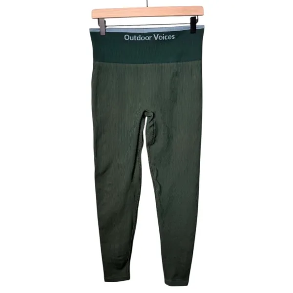 Outdoor Voices Seamless Ribbed 7/8 Length Leggings Green Women’s Size Large - Image 4