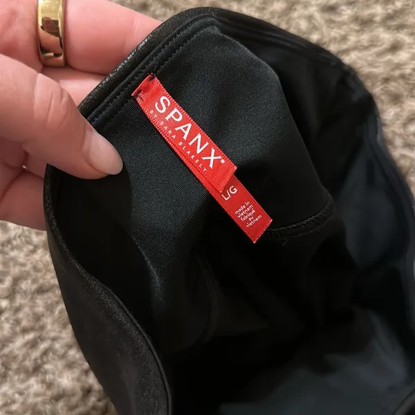 SPANX Black Faux Leather Leggings Large - Image 3