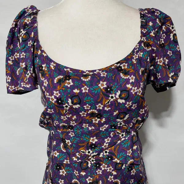 New Band Of The Free Floral Print Crossover Waist Mini Dress Purple Size Medium - Image 7
