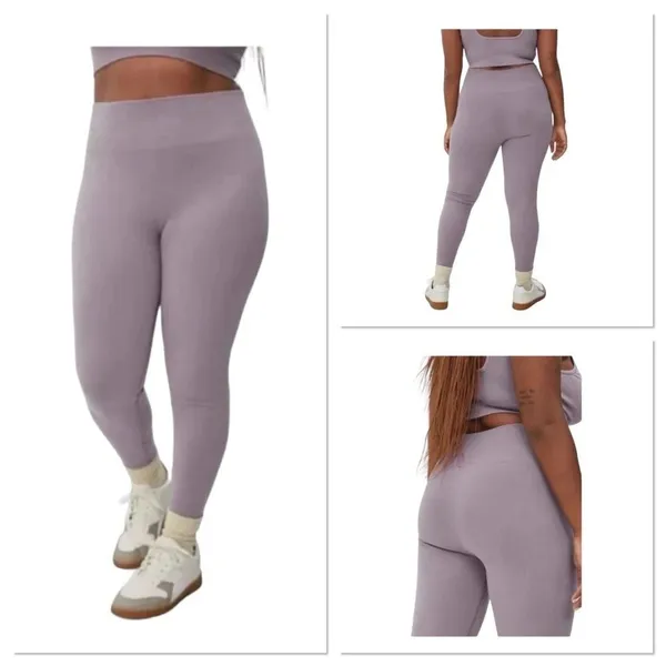 Everlane The‎ Seamless Legging Rib Knit Light Purple Size XL/XXL NWT $58 MSRP - Image 2