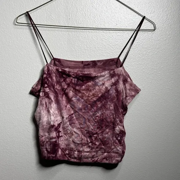 American Eagle Women Tie Dye Purple Crop Top Spaghetti Strap Size Large.‎ - Image 5