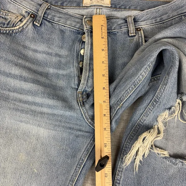 We The Free Jeans Womens 28 Blue Light Wash High Rise Straight Distressed Hem - Image 6
