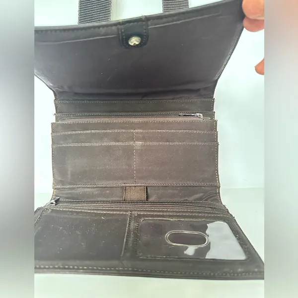 Fossil Brown Genuine Leather Wallet Crossbody Bag Organizer - Image 6