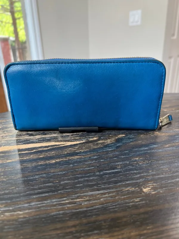 Cole Haan Blue Leather Zip Around Wallet - Image 2