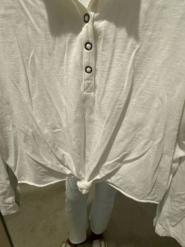 Aerie Long Sleeve Henley Top with Tie Front - Image 4