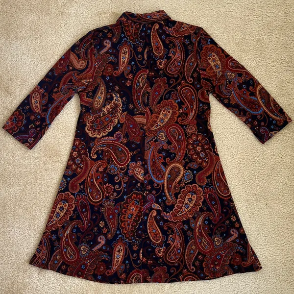 MSK Paisley Print Casual A-line Sheath Long Sleeve Dress Size Large - Image 2