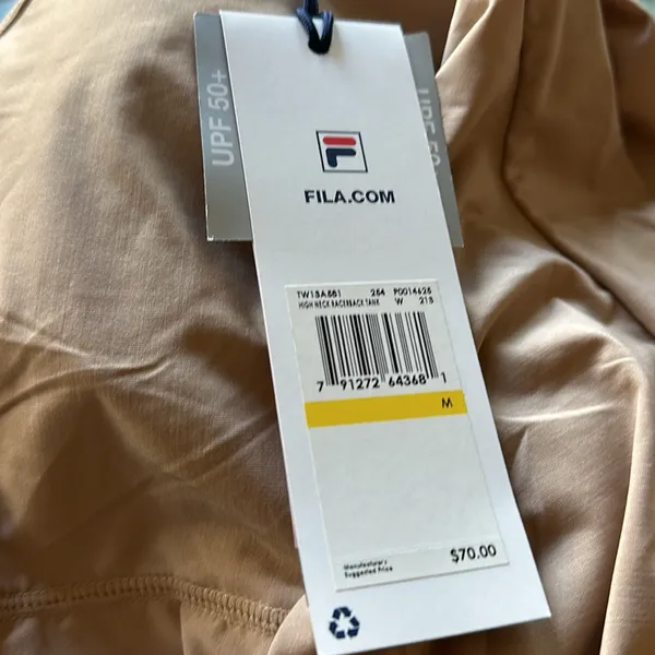 NWT FILA Wild Card High Neck Racerback Tank TOP IN 254 STUCCO / BLACK - Image 5