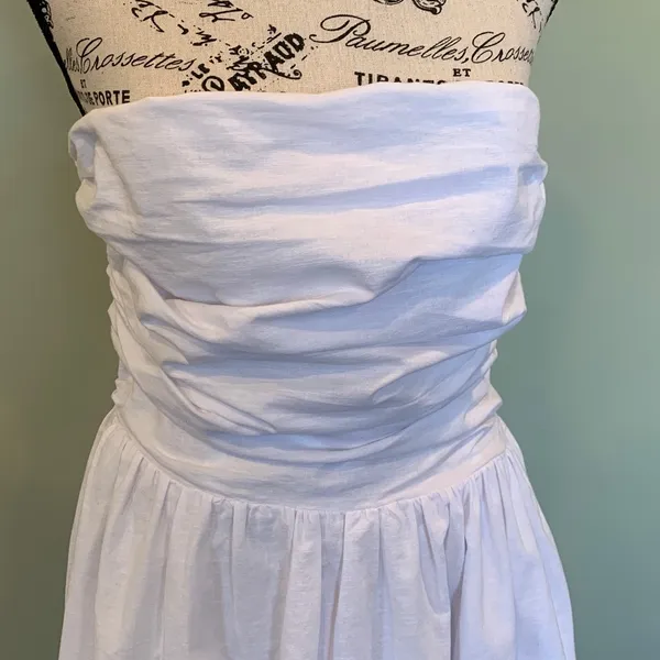 NEW Rhythm. Women’s Large White Strapless Cotton Linen Blend Mini Dress - Image 2