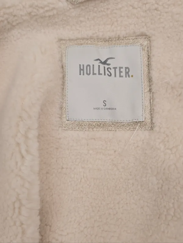 Hollister Faux Shearling Jacket Cream Small - Image 4