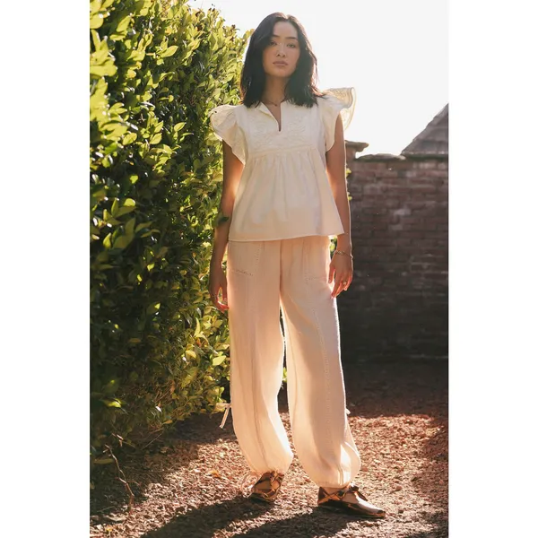 NWT Bohme Avery Crinkle Joggers Oatmeal Size Small Bohemian Balloon Leg Cotton - Image 17