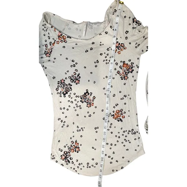 Free People To the Tropics Blouson Sleeve Top Cream Floral Size Large L - Image 9