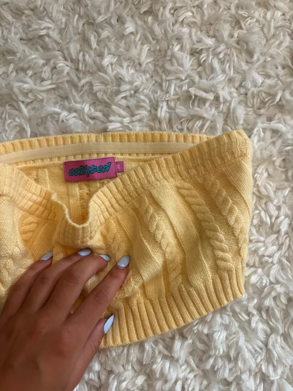 Edikted tube top knit yellow xs - Image 2