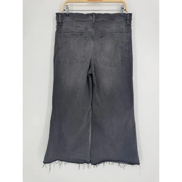 Madewell Flared Wide-Leg Jeans Size 31P‎ Gray Raw Hem High Rise Stretch Denim - Image 6