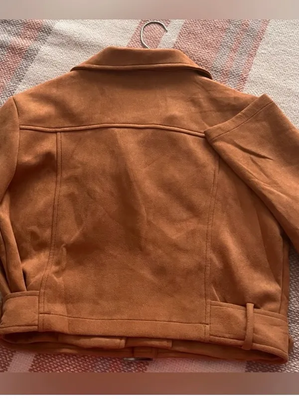 NWOT Classic Tan Suede Biker Jacket - Women - Image 3