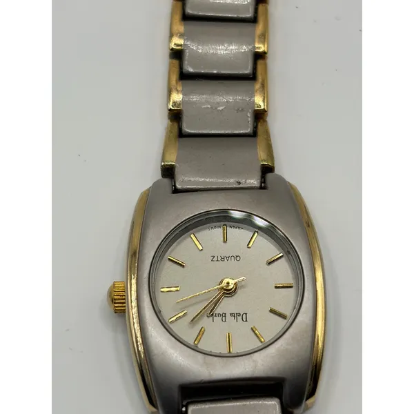 Delta Burke Rectangular Dial Two-Tone Quartz Watch Gold Silver Stainless Steel‎ - Image 3