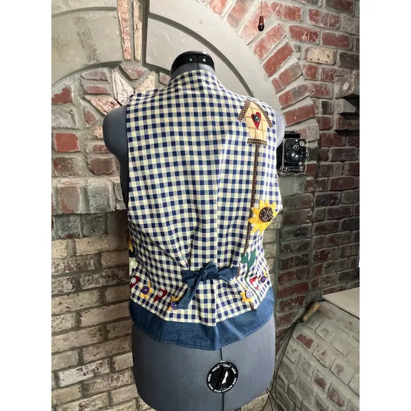 Vest quilted sunflowers birdhouse grannycore kidcore bright - Image 6