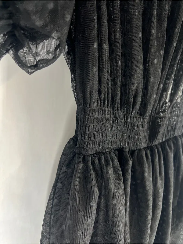 CQ by CQ Black Swiss Dot Tiered Dress Size L Whimsygoth - Image 10