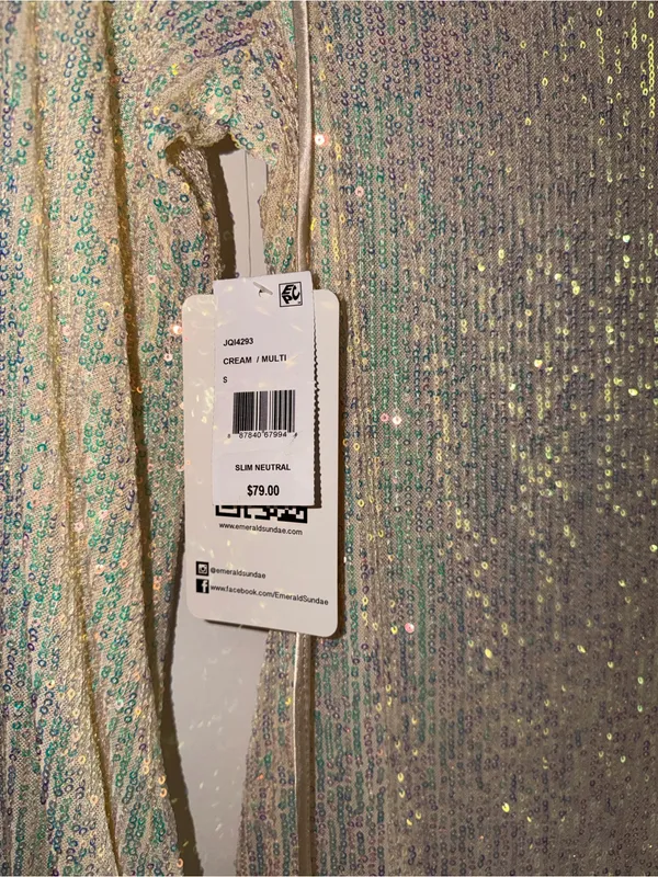 Emerald Sundae Pale Green Sequin Long-Sleeve Mini Dress - Image 4