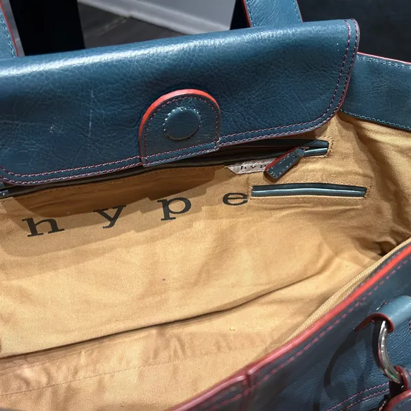 Hype Stylish Blue Leather Tote Bag - Image 10