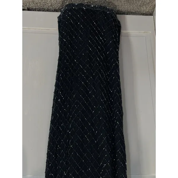 Stenay Black Silk Full Bead Gown & Jacket Sz 14 Adj Straps Lined Sparkle Formal - Image 3