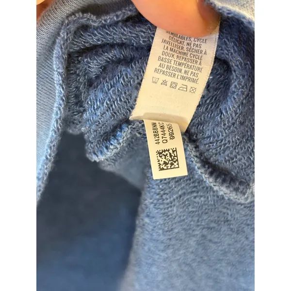 Aerie Lace Up V-Neck Sweatshirt Blue Raw Hem XXS Y2K - Image 6