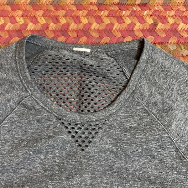 Old Navy Grey Laser Cut Athletic Long Sleeve Top - Image 2