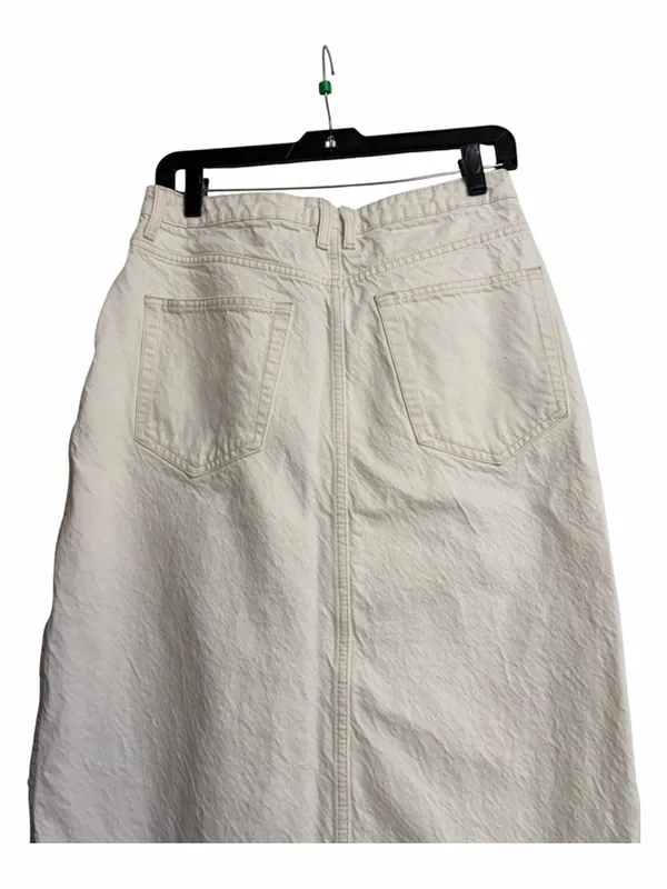Mango front split denim maxi skirt in beige - Image 8