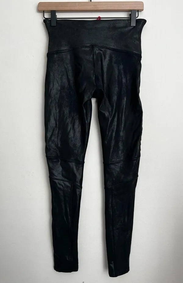 SPANX women Moto Faux Leather Leggings L - Image 3