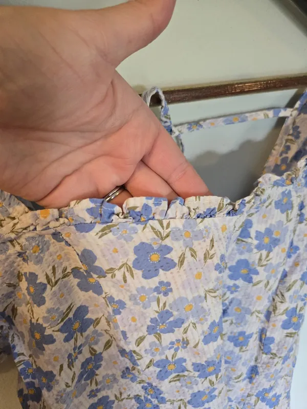Blu Pepper Blue Floral Puff Sleeve Crop Top - Image 2