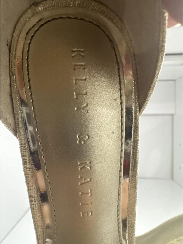 Kelly & Katie Gold Metallic Ankle Strap Stiletto Heels Size 6M - Image 5