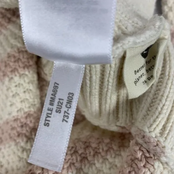 Madewell Womens M Striped Cotton Blend Sweater Beige & Pink - Image 7