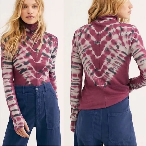 Tie Dye Tie It zip Turtleneck Top - Image 5