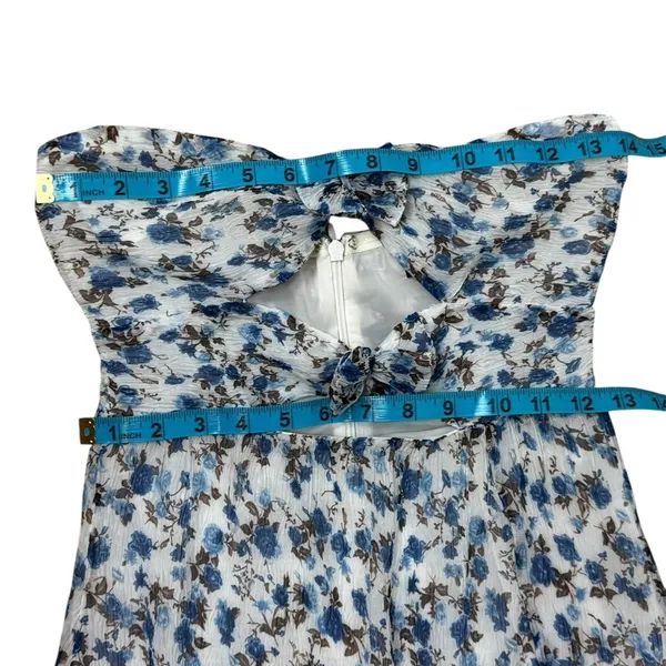 Majorelle Emelia Midi Blue Floral Zip CutOut Lined Strapless Dress Size XS K-54 - Image 15