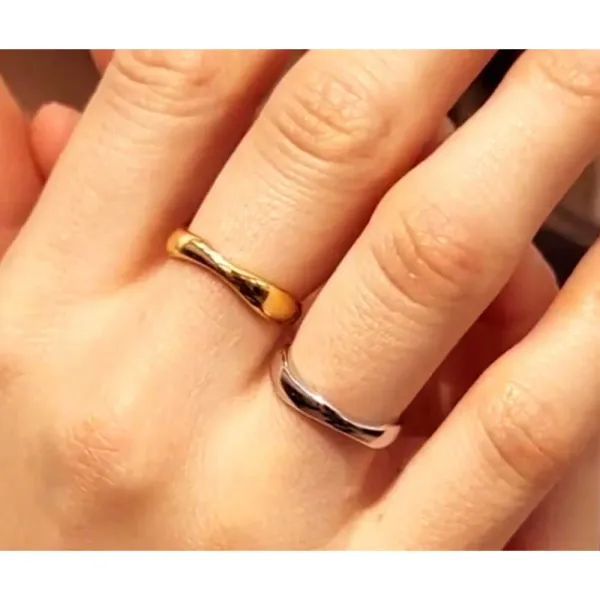 Boutique NEW‎ 14k Yellow Gold Plated 925 Silver Wave Stacking Band Ring - Image 10
