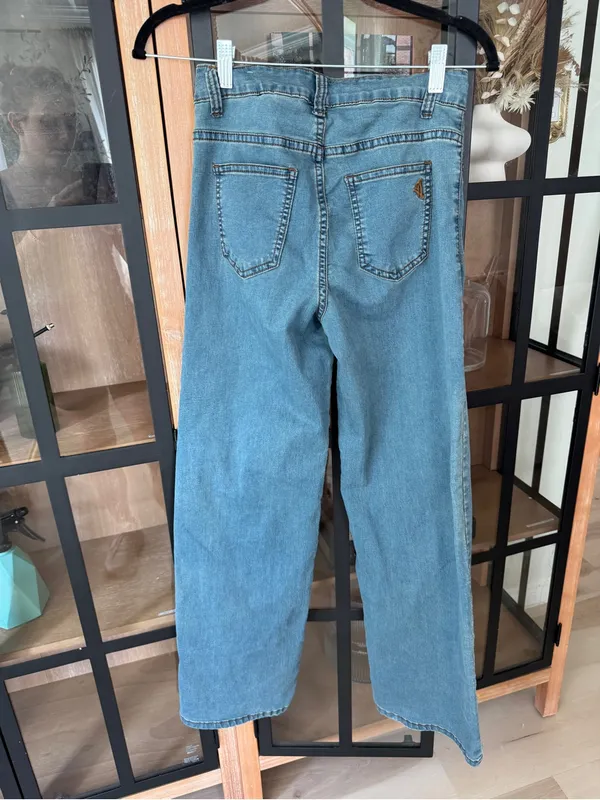 Y2k jeans cargo pants pockets straight leg high rise medium wash wide baggy - Image 2