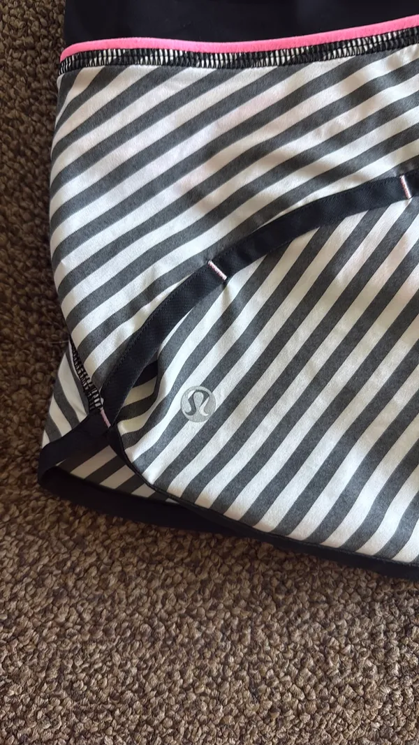 Black and White and Light Pink Striped Lululemon Speed Up Shorts 2.5' - Image 11