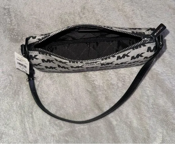 Michael Kors y2k nylon leather strap shoulder bag in black monogram jet set - Image 9
