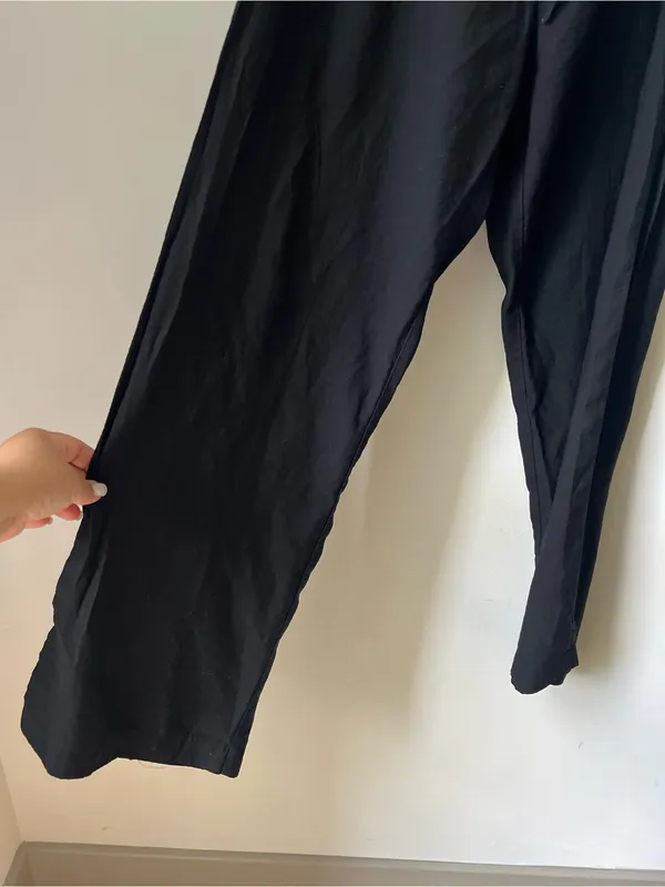 H&M Women’s Black Pull On Pants Size Large L Elastic Waist Drawstring Viscose - Image 6