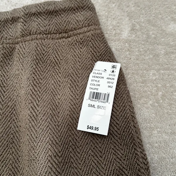 PacSun‎ Baggy Herringbone Knit Pants Taupe Brown Cotton Drawstring Womens S NEW - Image 4
