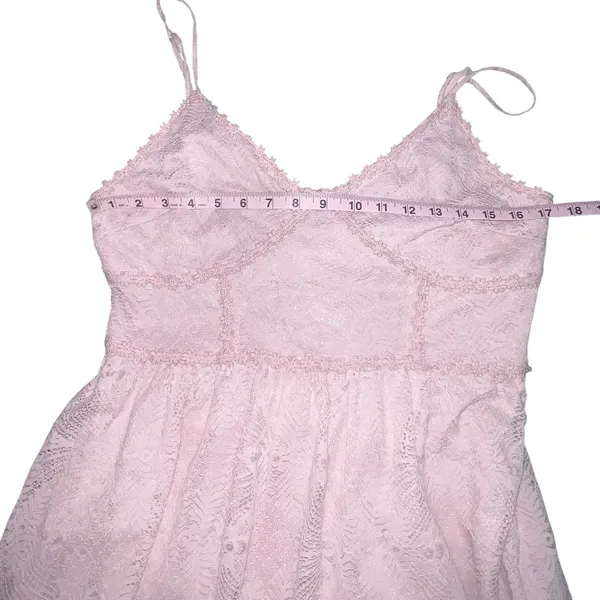 NSR Blush Pink Midi Fit‎ & Flare Lace Crochet Dress Size XL Sleeveless Floral - Image 6